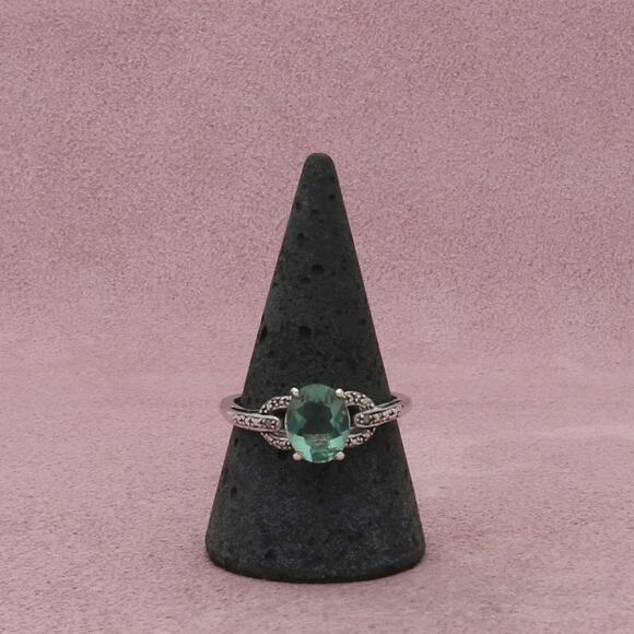 chuck clemency sterling silver diamond accent oval-cut prasiolite ring size 9.75 - Picture 1 of 3